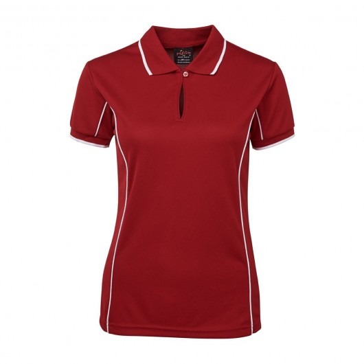 Red White Ladies Piping Polo Shirts